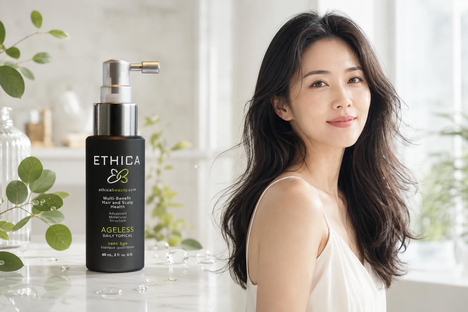 Ethica Ageless 60ml 與健康自然髮質女性